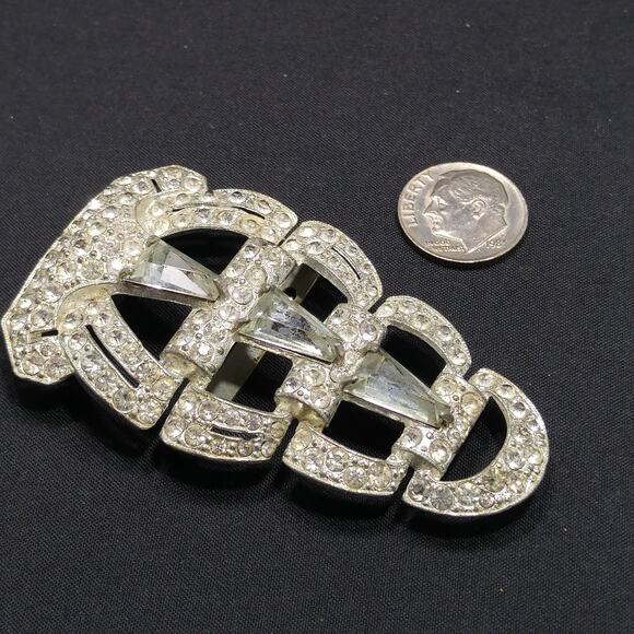 Vintage Clear Rhinestone Ladies Belt Buckle, Pot Metal, 1930s Vintage - Picture 9 of 10